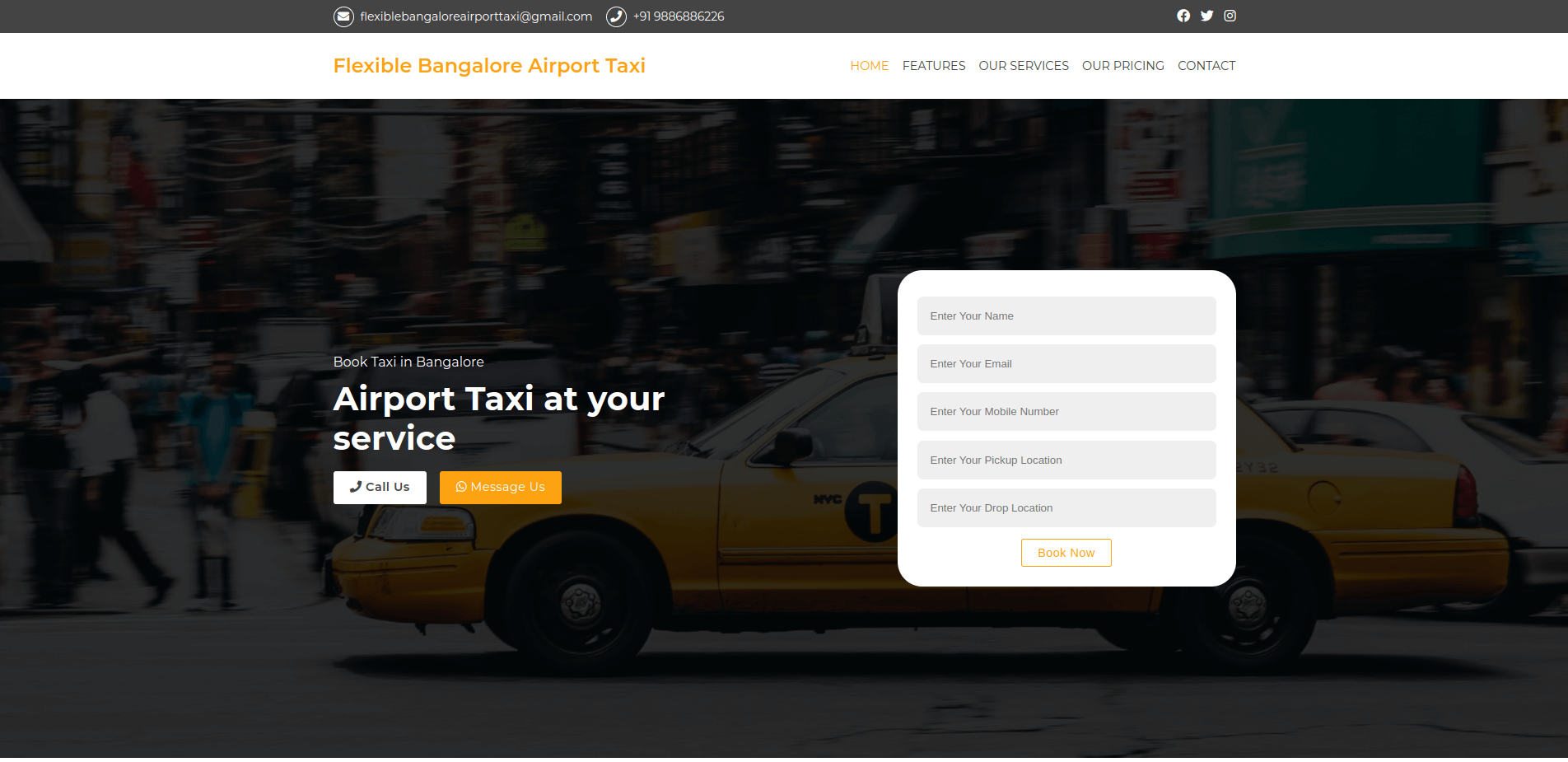 Flexible Banglore Airport Taxi